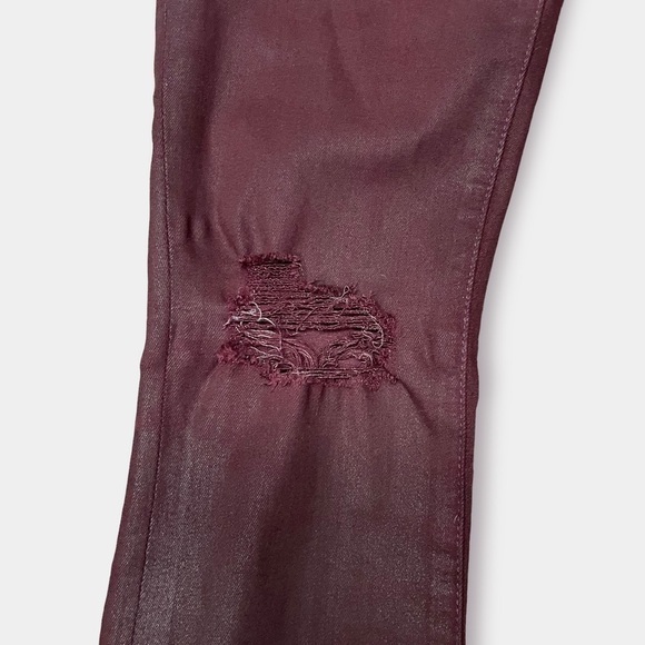 7 for All Mankind Coated Burgundy  Skinny Jeans Denim Size 24 - Picture 9 of 10